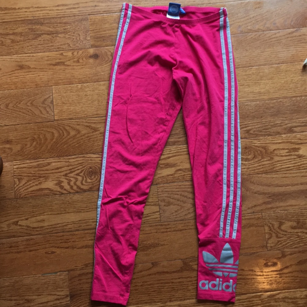 Adidas pink and gray leggings
